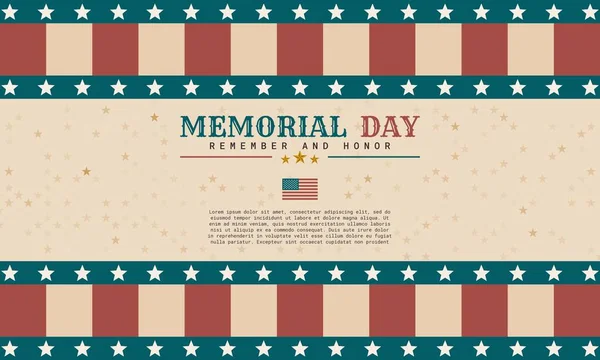 Retro Style Memorial Day Background Template Design Suitable Banner Poster — Stock Vector