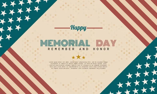 Estilo Retro Memorial Day Design Modelo Fundo Adequado Para Banner — Vetor de Stock