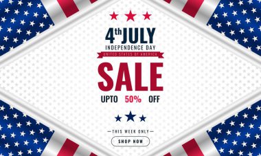 Bağımsızlık Günü ABD arka plan satış promosyonu reklam afişi Amerikan bayrağı tasarımı şablonu