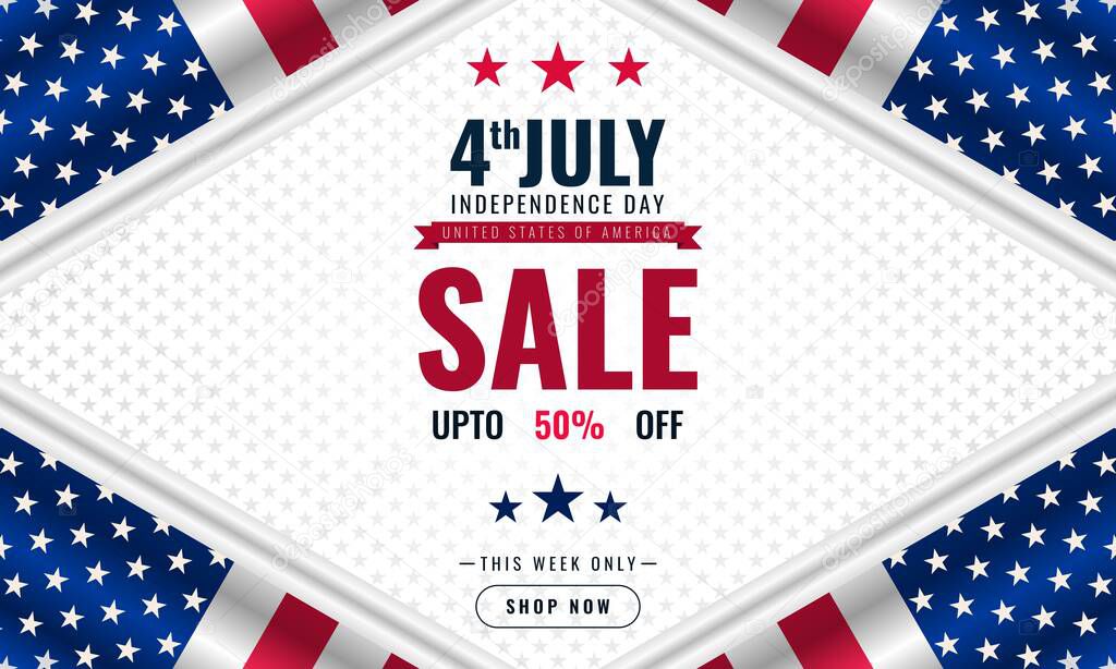 Independence Day USA background sales promotion advertising banner template with american flag design