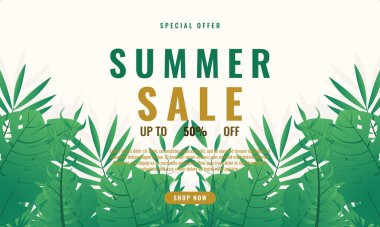 Yaz tropikal arkaplan satış promosyonu reklam afiş şablonu tasarımı