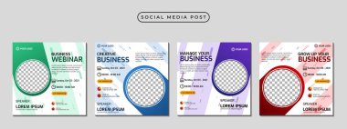 Sosyal medya pankart şablonları koleksiyonu. İş webinarları, pazarlama webinarları, çevrimiçi sınıf programları vs. için mükemmel.
