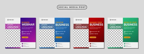 ソーシャルメディアポストバナーテンプレートのデザインのコレクション ビジネスウェビナー マーケティングウェビナー オンラインクラスプログラムなどに最適です — ストックベクタ