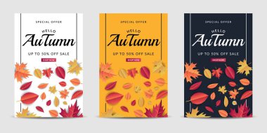 Vektör renkli yapraklarla örtülmüş arka plan. Pankart, poster, broşür, reklam vesaire için uygun. Vektör illüstrasyonu