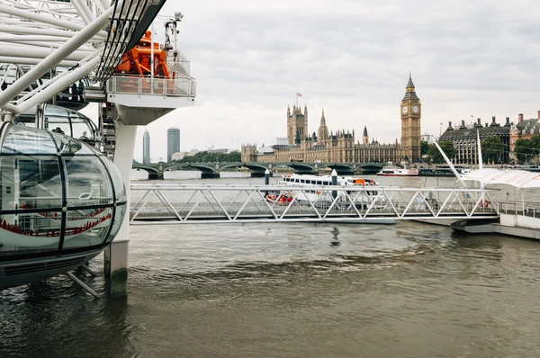 London eye, Westminster Bridge, Big Ben'e ve Parlamento — Stok fotoğraf