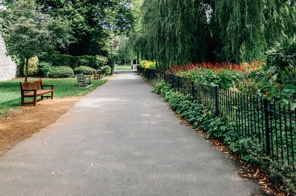 歩道や公園のベンチ — ストック写真