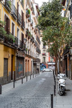 Madrid 'in orta kesimindeki Lavapies' de Embajadores bölgesinde geleneksel cadde