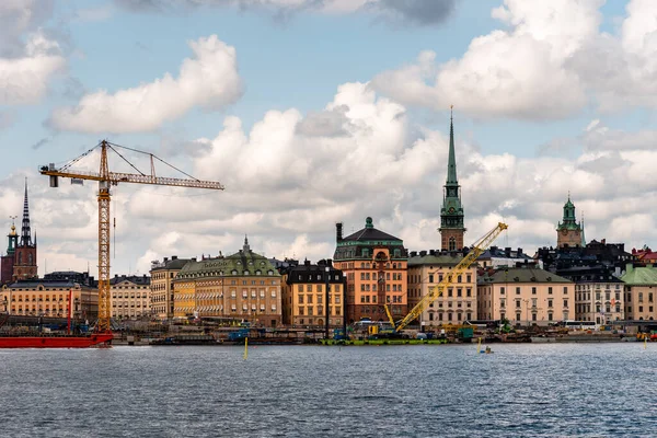 Anläggningsarbeten i Stockholms hamn — Stockfoto