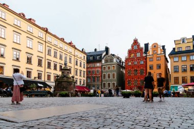 Stortorget Meydanı 'nın Stockholm' deki Gamla Stan manzarası