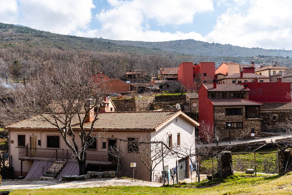 View of the picturesque village of Puebla de la Sierra, Communitiy of Madrid, Spain