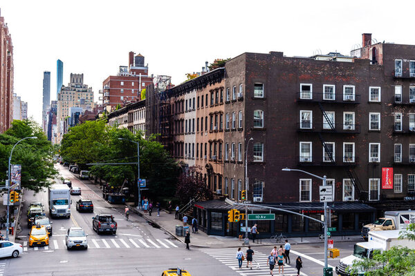 New York City, USA - June 22, 2018: High Angle View of 10th Avenue at Chelsea and Meatpacking District