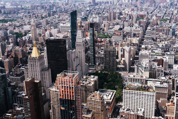 New York City, USA - June 25, 2018: Aerial view of Midwtown of Manhattan. Flatiron District