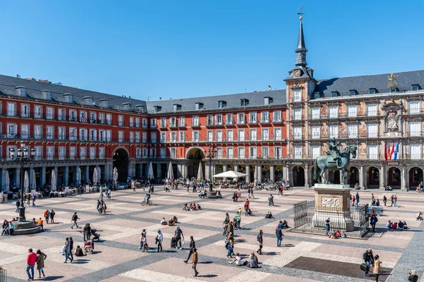 Plaza Mayor in Madrid. Blick aus dem Hochwinkel — Stockfoto