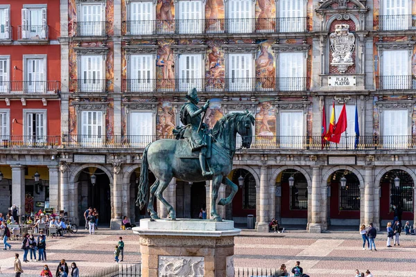 Plaza Mayor in Madrid. Blick aus dem Hochwinkel — Stockfoto