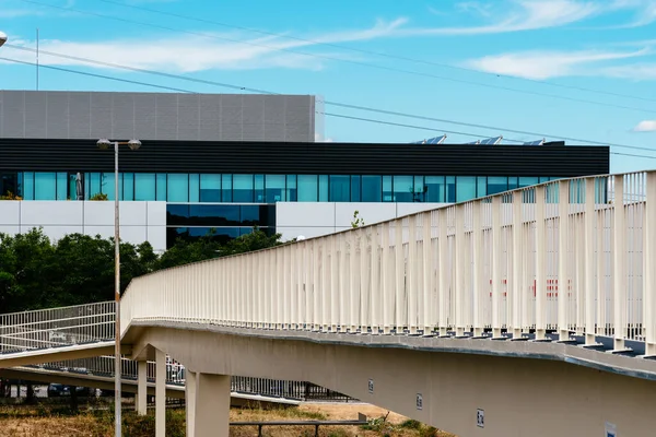 Steel Footbridge or Walkway over Highway in Madrid Stock Picture