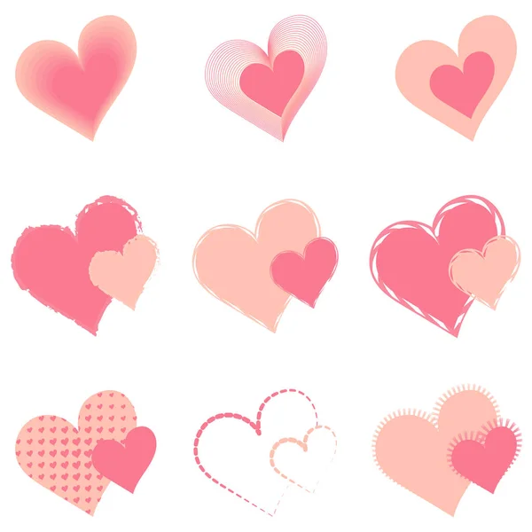 Valentine Heart Set Hand Drawn Vector Illustration — Stock Vector