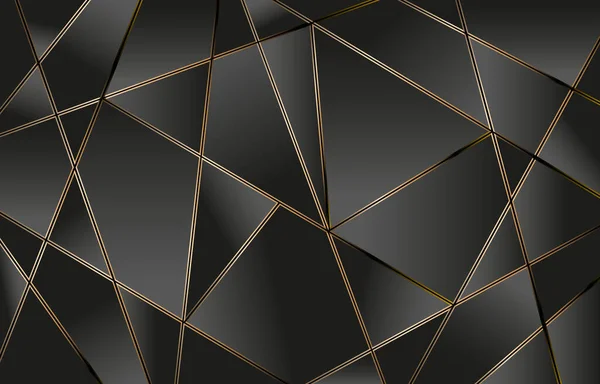 Line Gouden Polygonale Abstract Polygonale Lijnen Goud Met Donker Zwarte — Stockvector