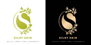 S Harfi Logotype İpeksi Derisi, Yin ve Yang Model sembolü, izole siyah ve beyaz arka planlara sahip, kuaför ve kaplıca ürünleri, güzellik salonu ve şirket logosu için uygulanabilir..