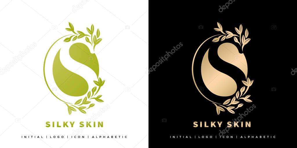 Illustration of Letter S Logotype Silky Skin, Yin and Yang Model symbol with isolated black and white backgrounds, applicable for salon and spa product, beauty shop, and logo for corporate.