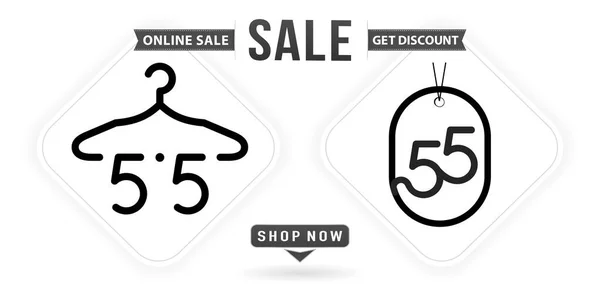 Hanger Tag Sale Online Sale Number Sale Monochrome Isolated White — Vector de stock