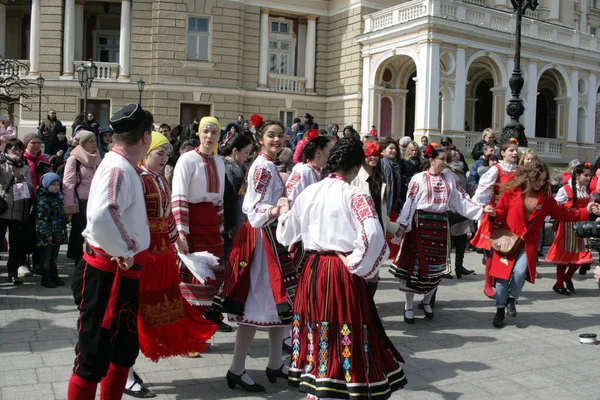 Odessa Odessa Region Ukrainamars 2018Etniska Bulgarer Klädda Nationella Kostymer Fira — Stockfoto