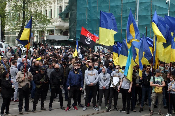 Odessa Ukraine2 2021Teilnehmer Der Veranstaltung Zum Siebten Jahrestag Der Verteidigung — Stockfoto