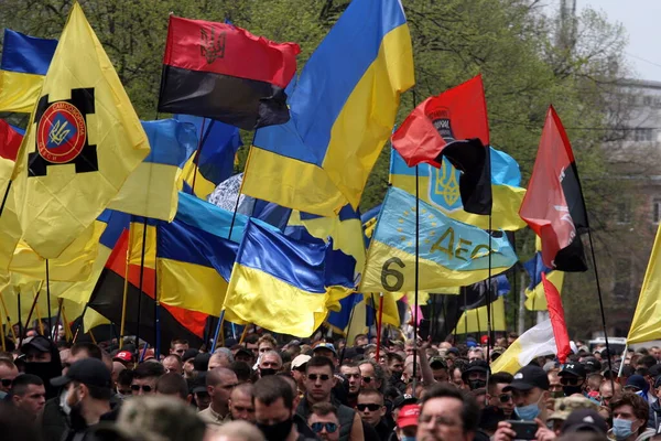 Odessa Ukraina Maj 2021Aktivister Och Veteraner Terrorist Operation Bär Flaggor — Stockfoto