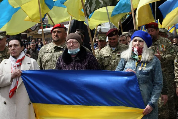 Odessa Ukraina Maj 2021Aktivister Och Veteraner Terrorist Operation Bär Flaggor — Stockfoto