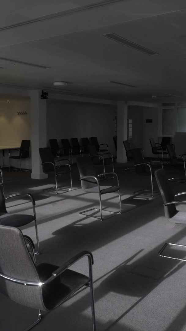 Social Distanced Chairs Empty Conference Room Lockdown Vertical Video Locked — Stock Video