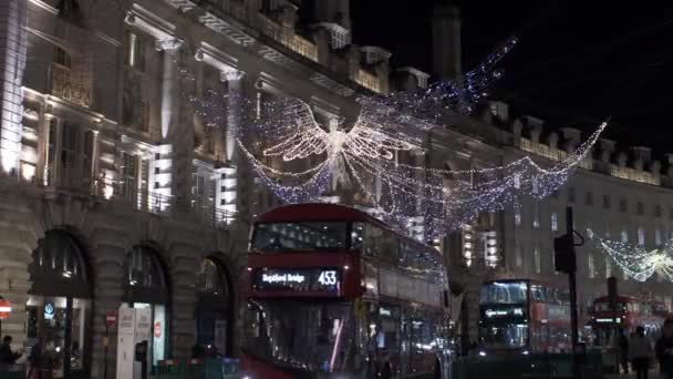 Spirit Christmas Angel Luci Mostra Regents Street Londra Bloccato — Video Stock