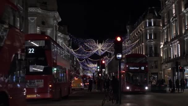 Regent Street Com Luzes Natal Durante Bloqueio Bloqueado — Vídeo de Stock