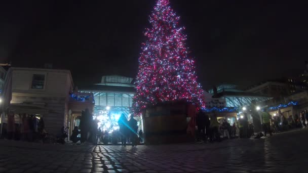 Arbre Noël Covent Garden Pendant Confinement Londres Angle Bas Verrouillé — Video