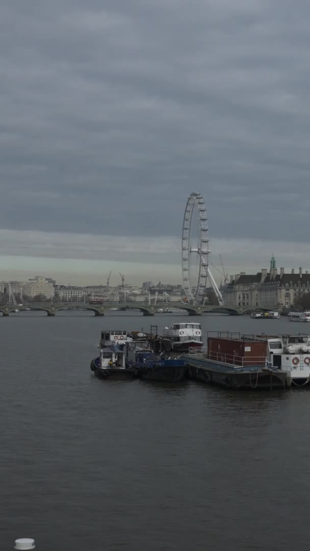 London Eye Viewed Från Lambeth Bridge Downcast Day Vertikal Video — Stockvideo