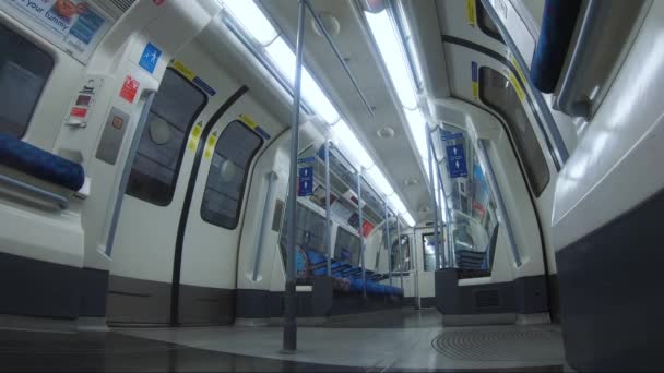 Lege Jubileumlijn Treinvervoer Tijdens Afsluiting Londen Lage Hoek — Stockvideo