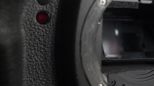 Close Open Dslr Camera Mirror Panel Kanan — Stok Video