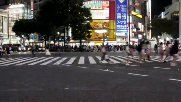 Night Time Time Lapse Shibuya Crossing Tóquio Bloqueado — Vídeo de Stock