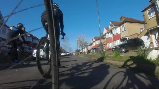 Low Angle Pov Cycling Norwood Drive Harrow Morning — Stock video