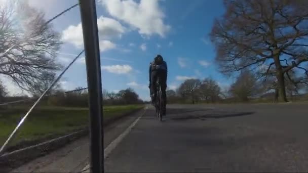 Low Angle Pov Cycling Sheet Street Road Windsor Being Overtaken — Stock video