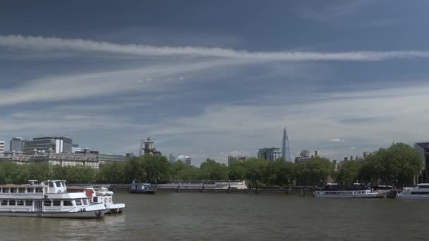 Vista Southwark Outro Lado Rio Tamisa Londres Bloqueado Estabelecendo Tiro — Vídeo de Stock