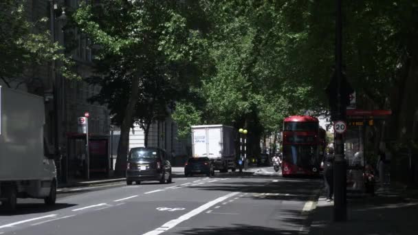 Routemaster Ônibus Sendo Saudado Millbank Road Londres Bloqueado — Vídeo de Stock