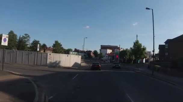 Pov Car Driving North Harrow Station Road Seguir Shot — Vídeos de Stock