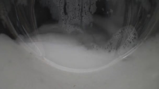 View Washing Machine Door Splashing Foam Soap Locked Close — Vídeo de Stock