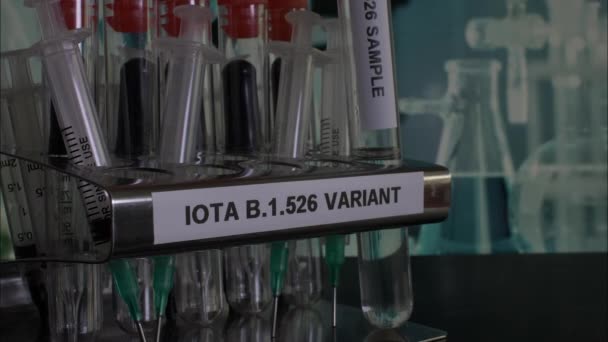 Iota 526 Test Tube Sampel Yang Ditempatkan Rack Terkunci Tutup — Stok Video