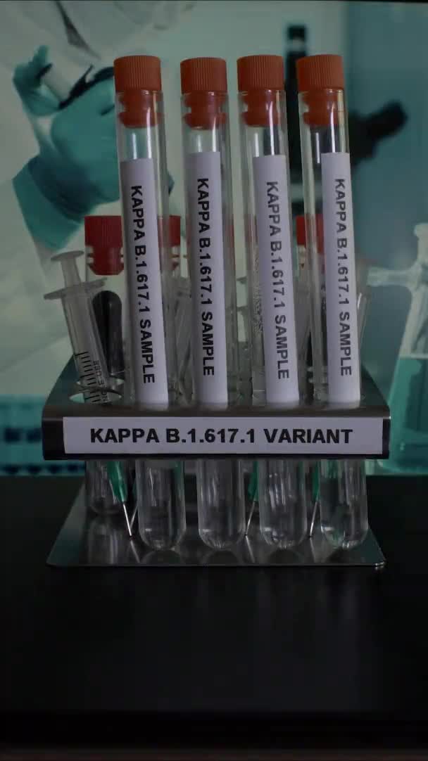 Amostras Tubo Teste Kappa 617 Sendo Removidas Cremalheira Vídeo Vertical — Vídeo de Stock