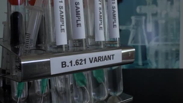 621 테스트 샘플즈가 락에서 제거되는 모습을 가까이 수있다 차단되다 — 비디오