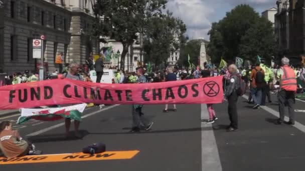 Dimostrazione Ribellione Estinzione Dei Cambiamenti Climatici Whitehall Pan Destra — Video Stock