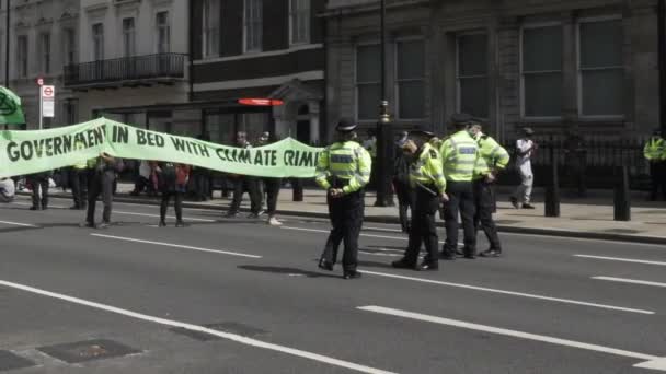 Dimostrazione Ribellione Estinzione Dei Cambiamenti Climatici Whitehall Pan Sinistra — Video Stock