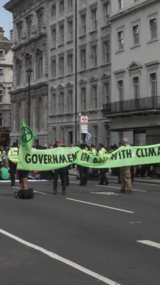 Londra Polis Memurları Londra Klim Değişikliği Protestosu Dikey Video Kilitli — Stok video