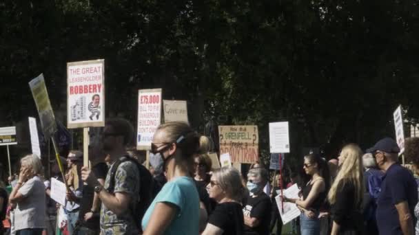 Nájemci Společně Rally Parliament Square People Clapping Statický Výstřel — Stock video