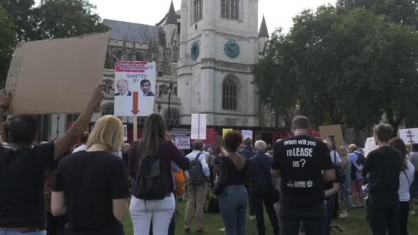 Μια Ομάδα Ανδρών Και Γυναικών Που Διαδηλώνουν Στην Πλατεία Του — Αρχείο Βίντεο